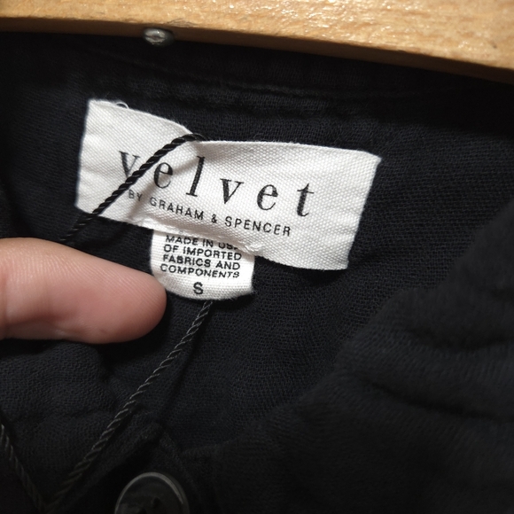 VELVET By Graham & Spencer Elia Cotton Gauze Jumpsuit Small Black - Picture 12 of 16